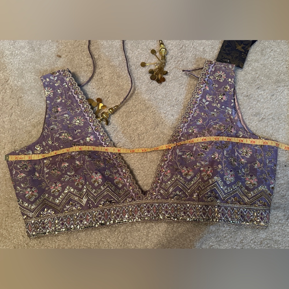 Light Purple Embroidered Lehenga Lashkaraa Indian Dress - Picture 7 of 11